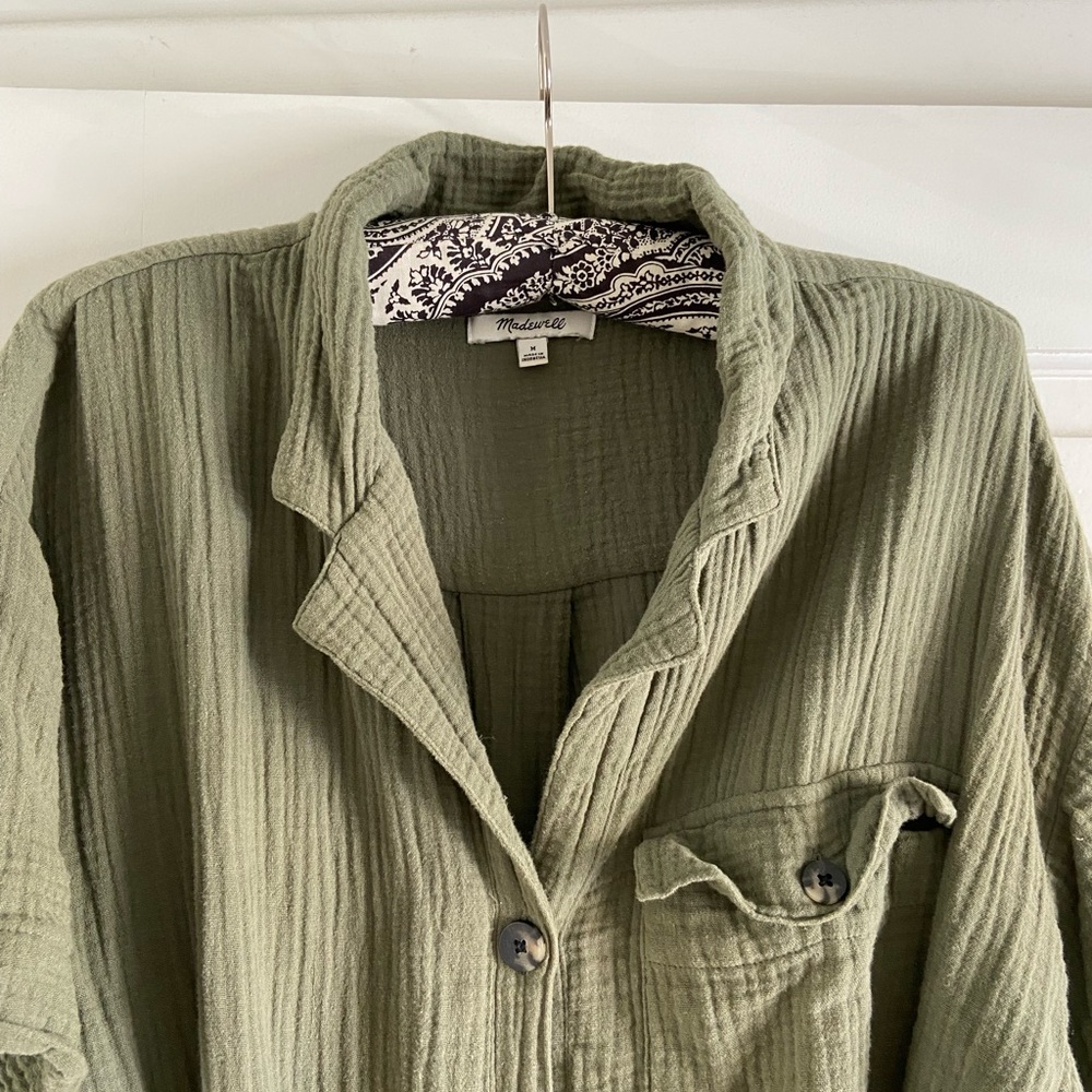 Madewell Olive Green Button-Up Romper - Picture 2 of 7